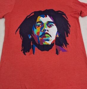 Bob Marley Pop Art Graphic Red Tee Small